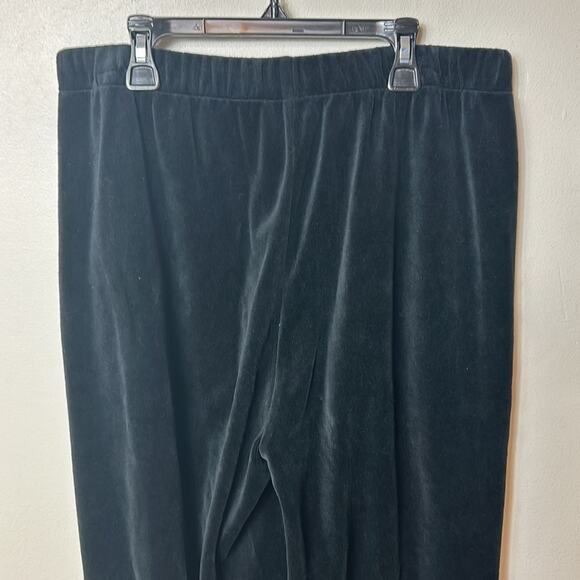 NWT Eileen Fisher black velour easy fit full length pants - Picture 10 of 14